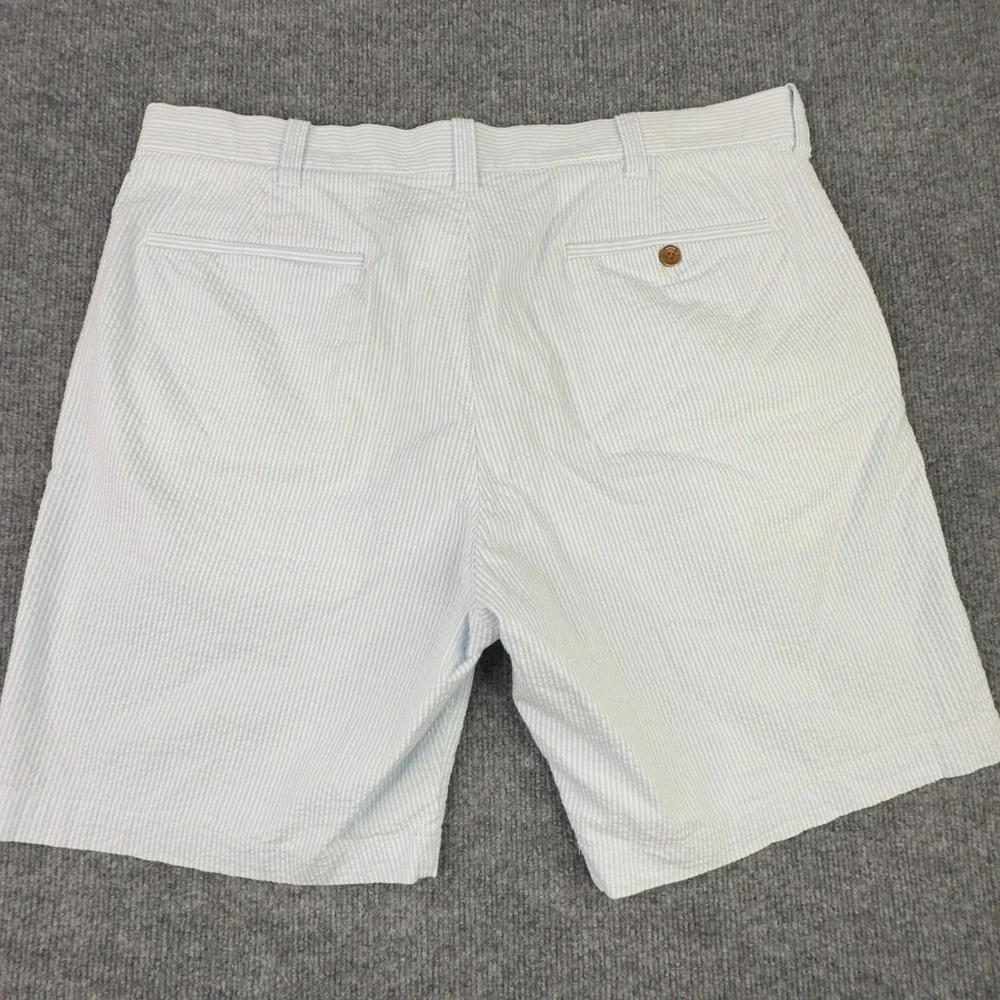 J.Crew‎ Shorts 36 Blue White Seersucker Striped Chino Preppy Coastal Vacation